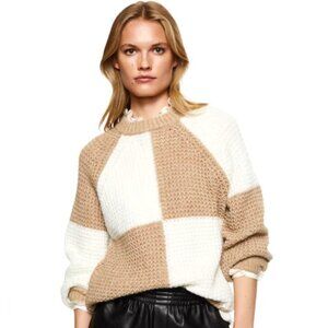 Mango Cream and Beige Oversized Sweater - Size XS